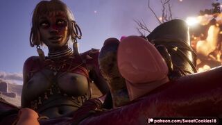 Tribal Girl Footjob & Fucked by Knight