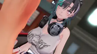 rindo chihaya thigh rub (zuzuzu3D)
