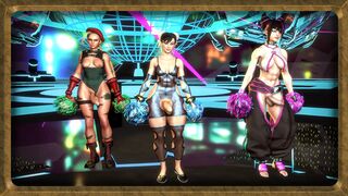 Futas Сammy, Chun Li and Juri do a special cheerleading dance for fans