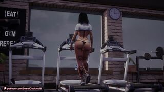 Tattooed Gym Girl Sucks and Gets Fucked by Voyeur with Facial & Creampie