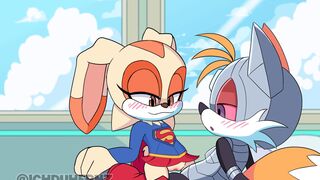 Super Cream riding Cyborg Tails