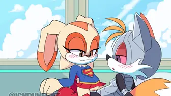 Super Cream riding Cyborg Tails
