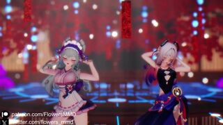 [Genshin MMD] Citlali and Mizuki - Kiss Kitsune dance (R18)