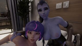 Widowmaker has sex with Juno on the couch