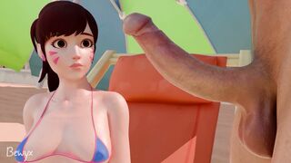 D.va And Mercy Giving an Autograph in The Beach