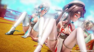 [Genshin MMD](Barbara, Gan Yu, Kurumi, Kamisato Ayaka & Nirou) Hyuna-Roll Deep (R18)