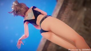 [Hololive MMD] (Vtuber Kagura Suzu)레인보우(Rainbow) - "A" dance (R18)