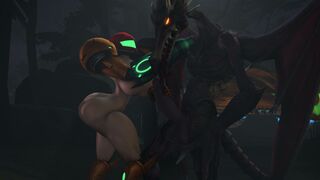 Samus giving Ridley a hand