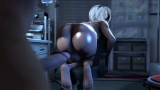 2B gets fucked on the chair