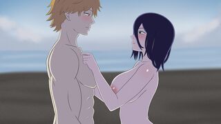 Reze and Denji in the beach good ending