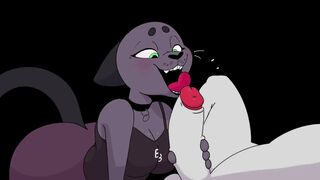 Catgirl blowjob and anal