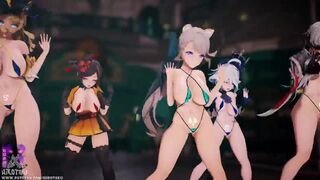 SEX DANCE : Navia - Arlecchino - Furina - Chiori - Lynette Genshin Impact