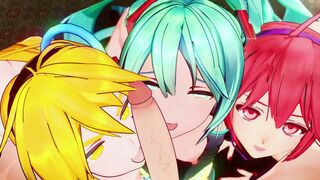 [Noxelle]Triple Baka had some fun with a sweet cock