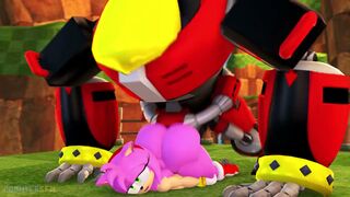 Omega smashing Amy in the ground