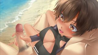 Tomboyish Zoe masturbates you on the beach - Taiwan Love Story