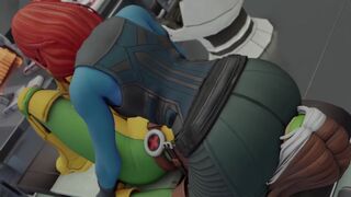 Mystique sitting on Rogue