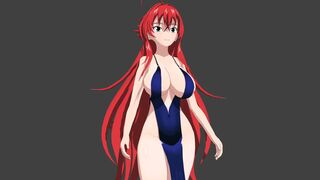 Rias Gremory (high school DxD) con un vestido azul